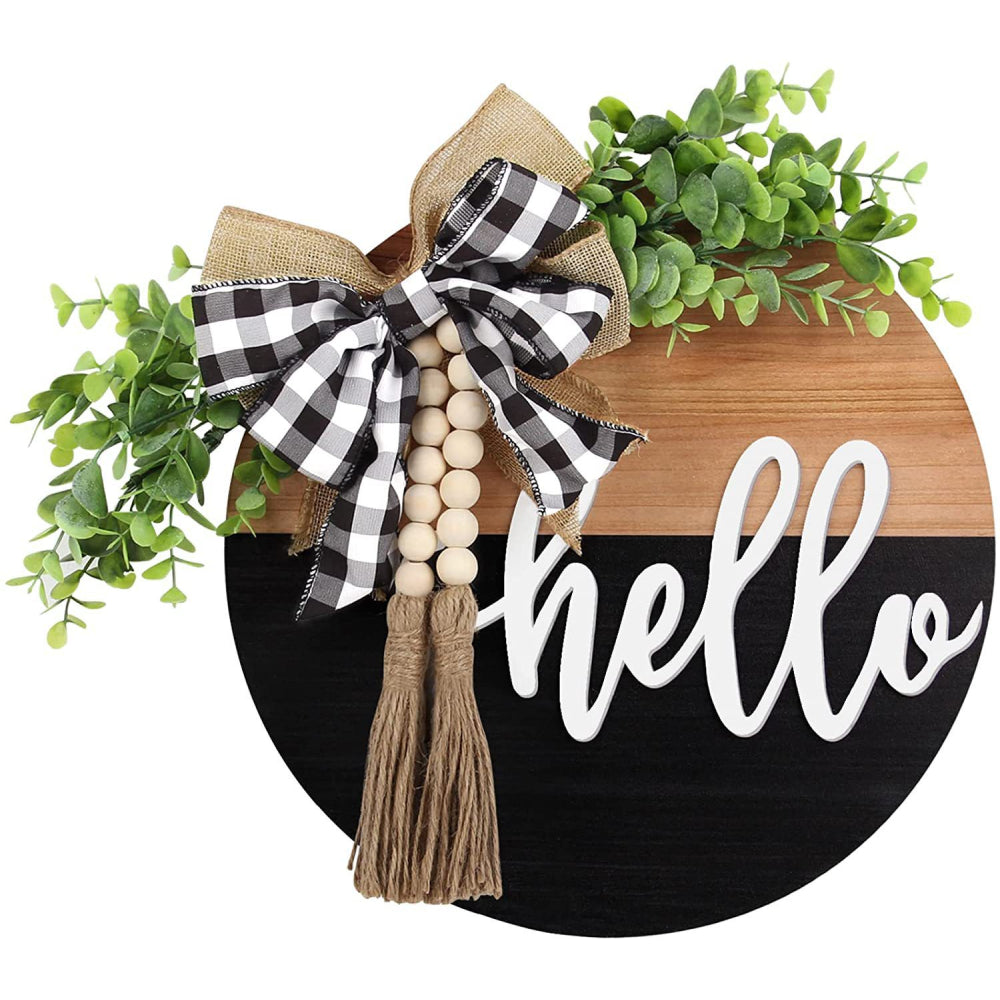 Welcome Sign for Front Door Wood Farmhouse Wreath Porch Decor Hanging Decoration Gifts-Blongser
