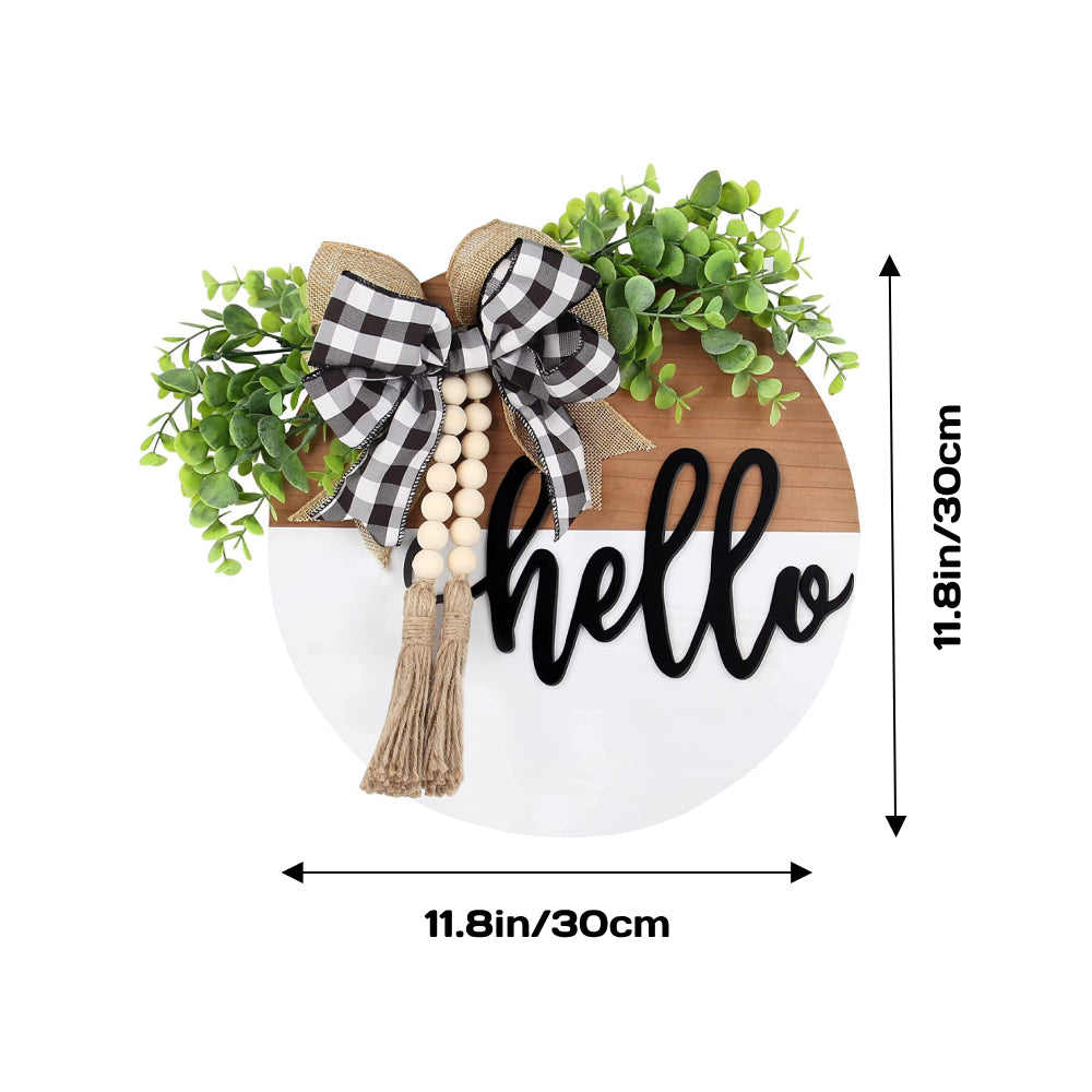 Welcome Sign for Front Door Wood Farmhouse Wreath Porch Decor Hanging Decoration Gifts-Blongser