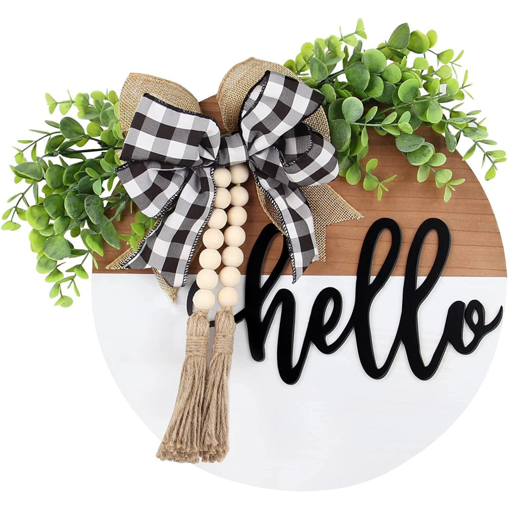 Welcome Sign for Front Door Wood Farmhouse Wreath Porch Decor Hanging Decoration Gifts-Blongser