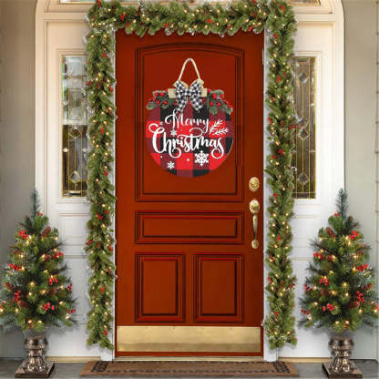 Christmas Welcome Sign for Front Door Farmhouse Wreath Porch Decor Hanging Decoration Gifts-Blongser