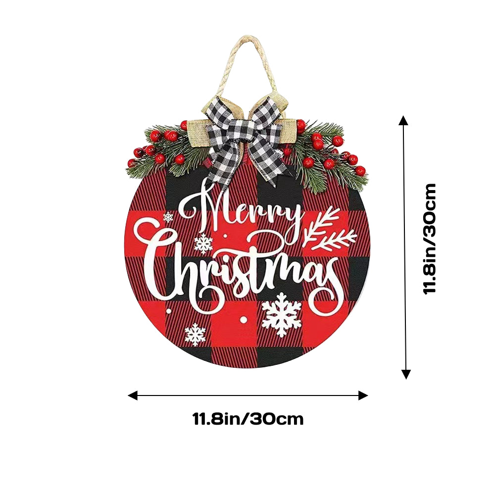 Christmas Welcome Sign for Front Door Farmhouse Wreath Porch Decor Hanging Decoration Gifts-Blongser