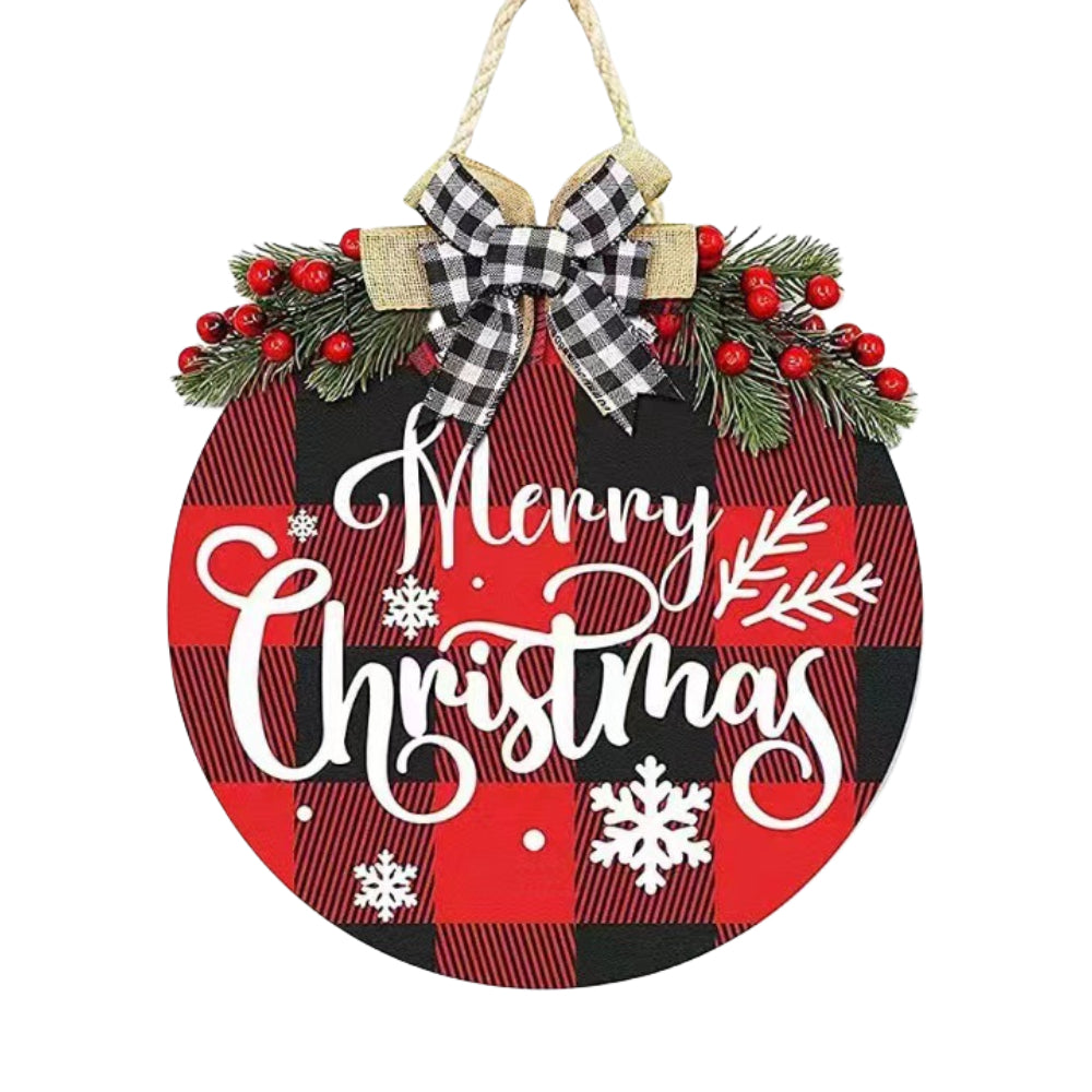 Christmas Welcome Sign for Front Door Farmhouse Wreath Porch Decor Hanging Decoration Gifts-Blongser
