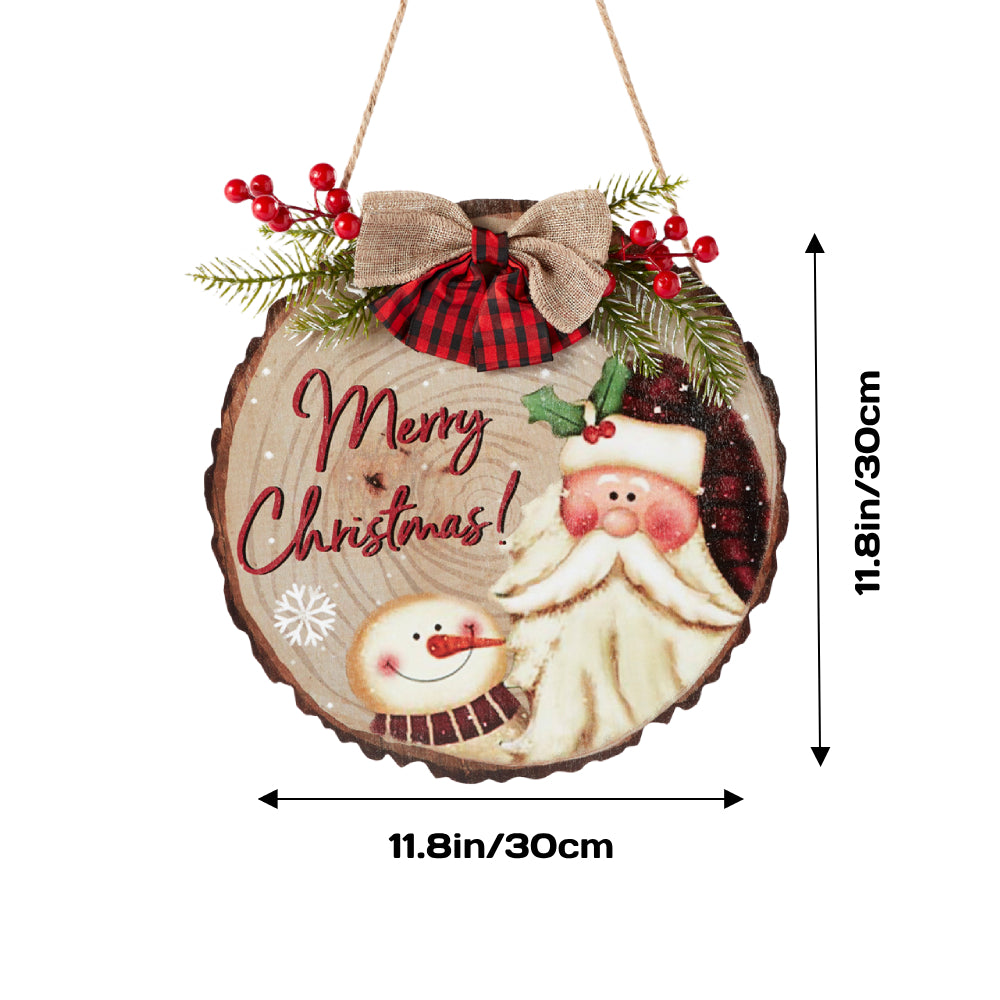 Christmas Welcome Sign for Front Door Wood Farmhouse Wreath Porch Decor Hanging Decoration Gifts-Blongser