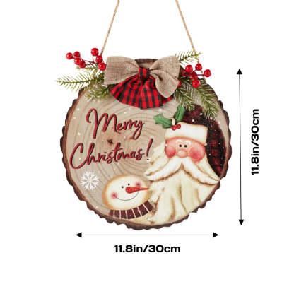 Christmas Welcome Sign for Front Door Wood Farmhouse Wreath Porch Decor Hanging Decoration Gifts-Blongser