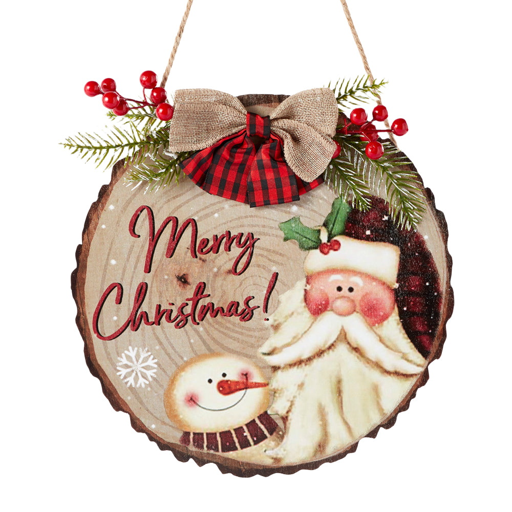 Christmas Welcome Sign for Front Door Wood Farmhouse Wreath Porch Decor Hanging Decoration Gifts-Blongser