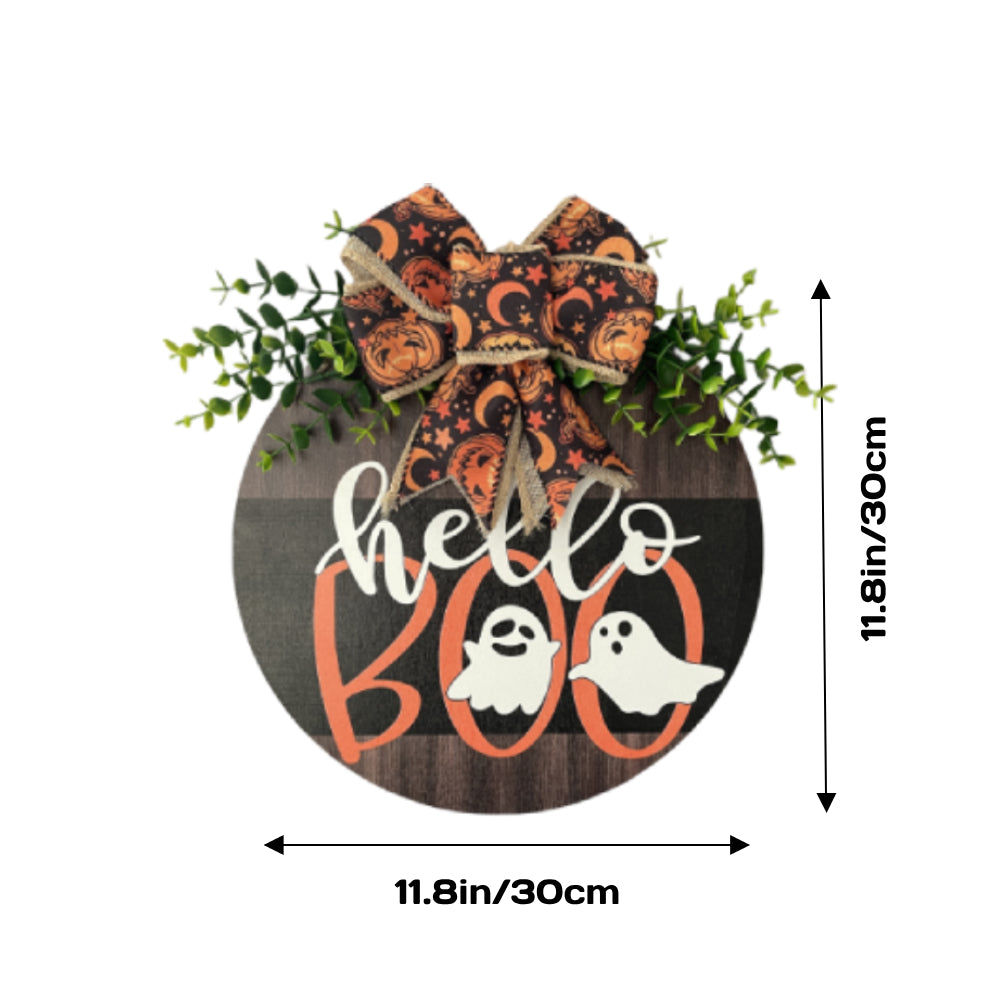 Halloween Welcome Sign for Front Door Wood Farmhouse Wreath Porch Decor Hanging Decoration Gifts-Blongser