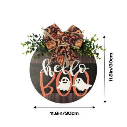 Halloween Welcome Sign for Front Door Wood Farmhouse Wreath Porch Decor Hanging Decoration Gifts-Blongser