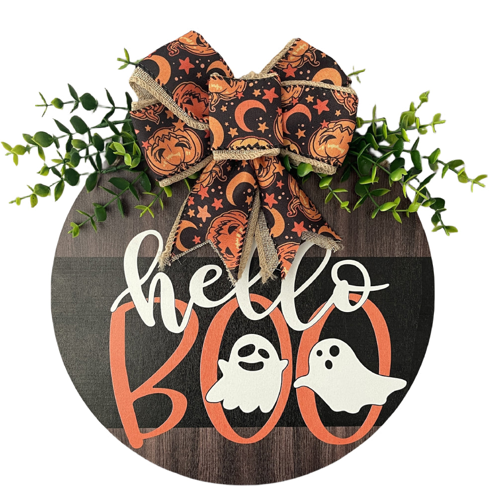 Halloween Welcome Sign for Front Door Wood Farmhouse Wreath Porch Decor Hanging Decoration Gifts-Blongser