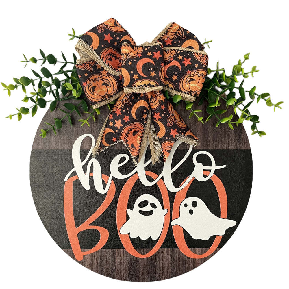 Halloween Welcome Sign for Front Door Wood Farmhouse Wreath Porch Decor Hanging Decoration Gifts-Blongser
