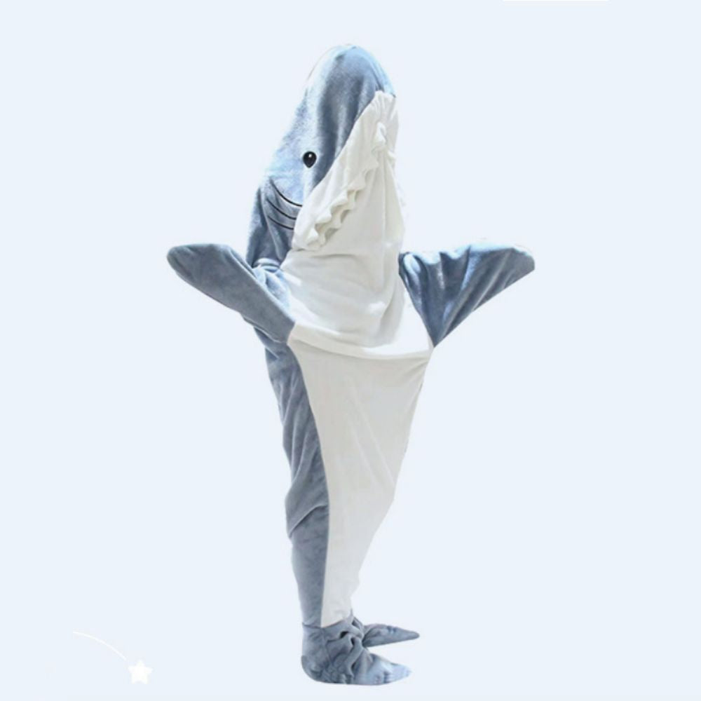 Shark Blanket Hoodie Wearable Shark Blanket Flannel Loungewear Shark Hoodie Sleeping Bag-Blongser