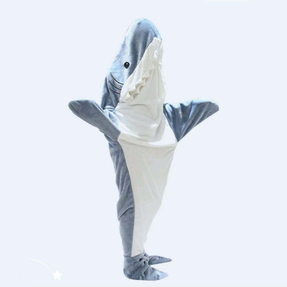 Shark Blanket Hoodie Wearable Shark Blanket Flannel Loungewear Shark Hoodie Sleeping Bag-Blongser