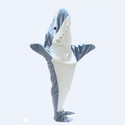 Shark Blanket Hoodie Wearable Shark Blanket Flannel Loungewear Shark Hoodie Sleeping Bag-Blongser