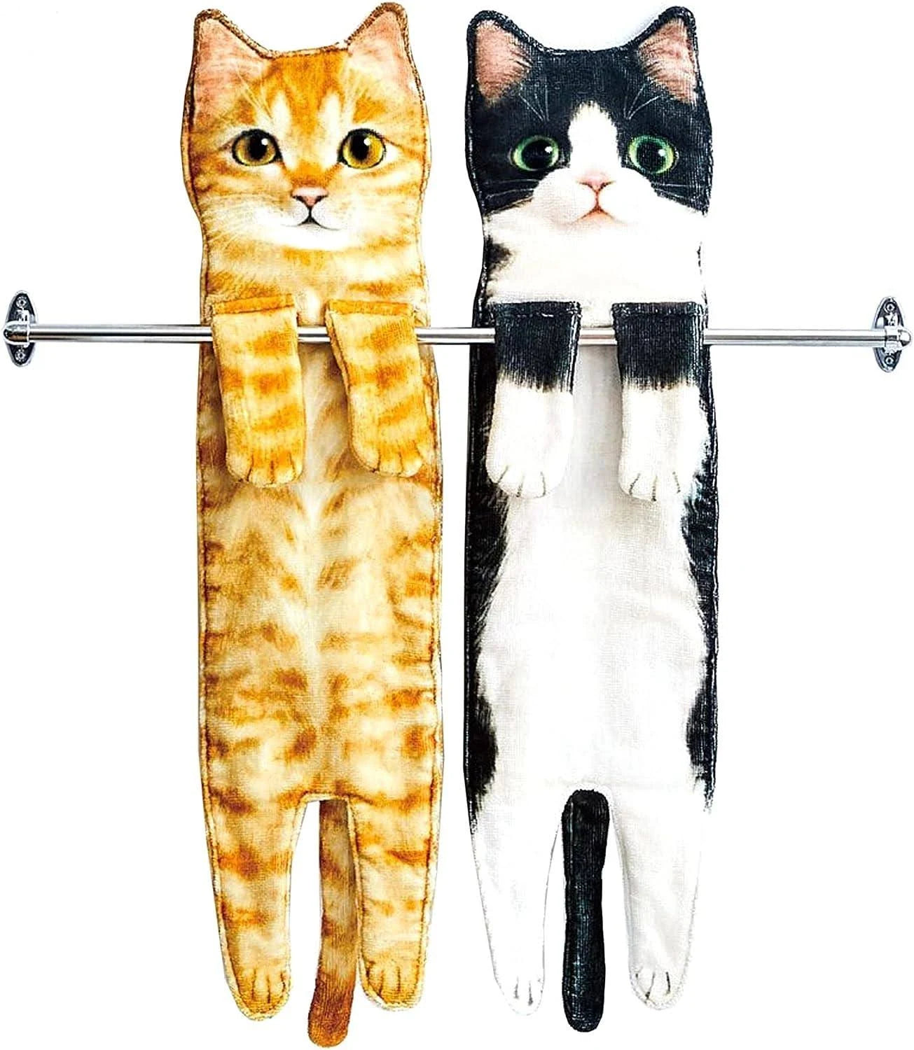 Cute Cat Decor Hanging Face Towels Soft Funny Face Towels Gift for Women Cat Lovers-Blongser