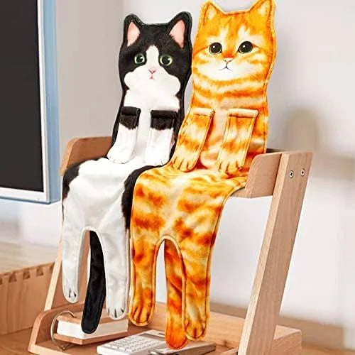 Cute Cat Decor Hanging Face Towels Soft Funny Face Towels Gift for Women Cat Lovers-Blongser