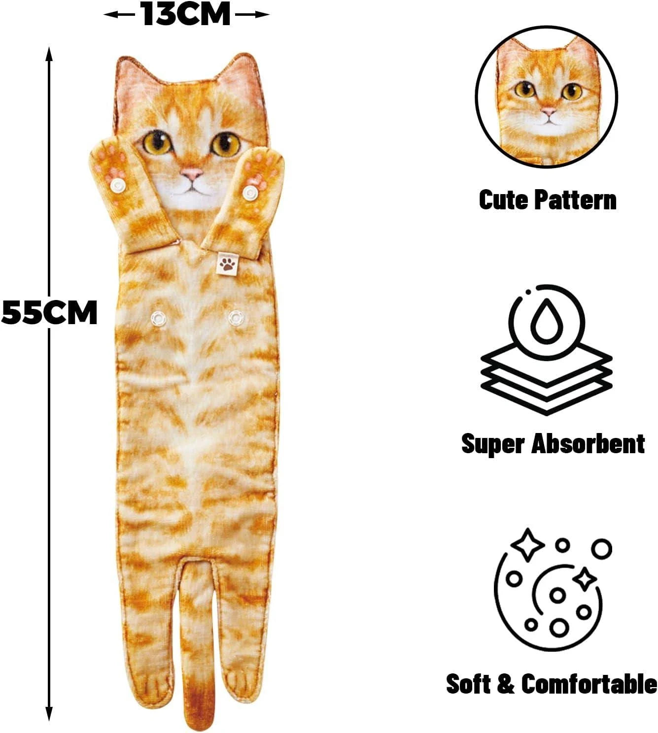 Cute Cat Decor Hanging Face Towels Soft Funny Face Towels Gift for Women Cat Lovers-Blongser