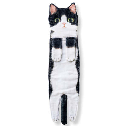 Cute Cat Decor Hanging Face Towels Soft Funny Face Towels Gift for Women Cat Lovers-Blongser