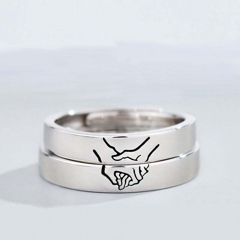 Matching Promise Couple Rings Adjustable Ring for Women Men Lovers Jewelry-Blongser
