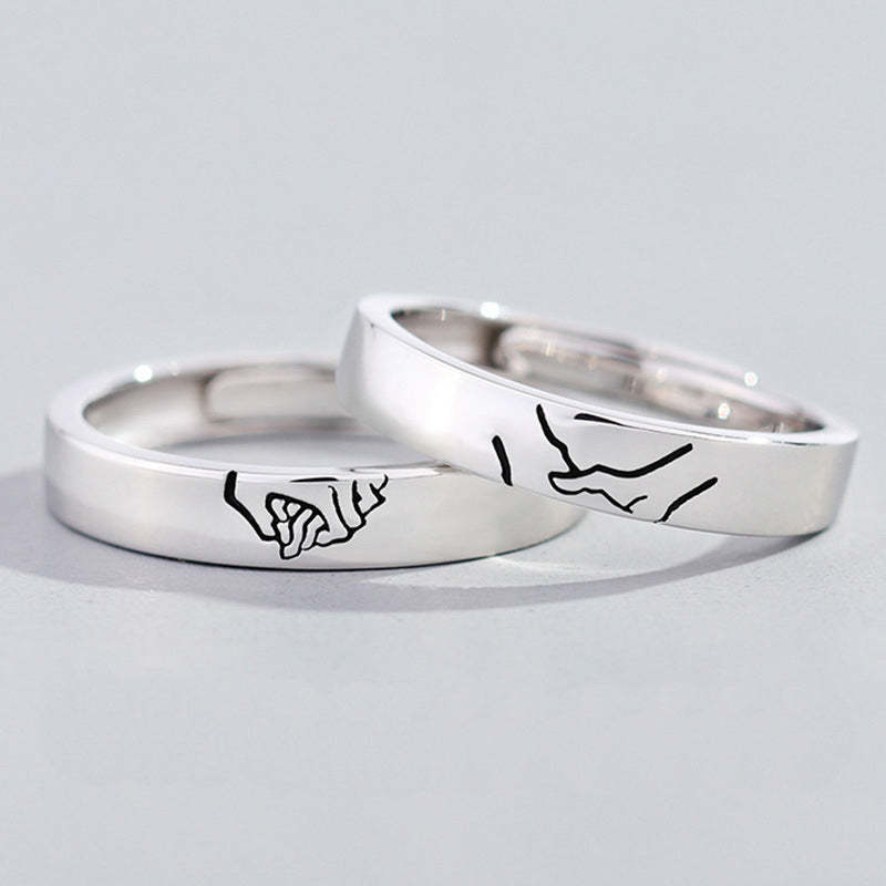 Matching Promise Couple Rings Adjustable Ring for Women Men Lovers Jewelry-Blongser
