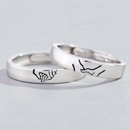 Matching Promise Couple Rings Adjustable Ring for Women Men Lovers Jewelry-Blongser