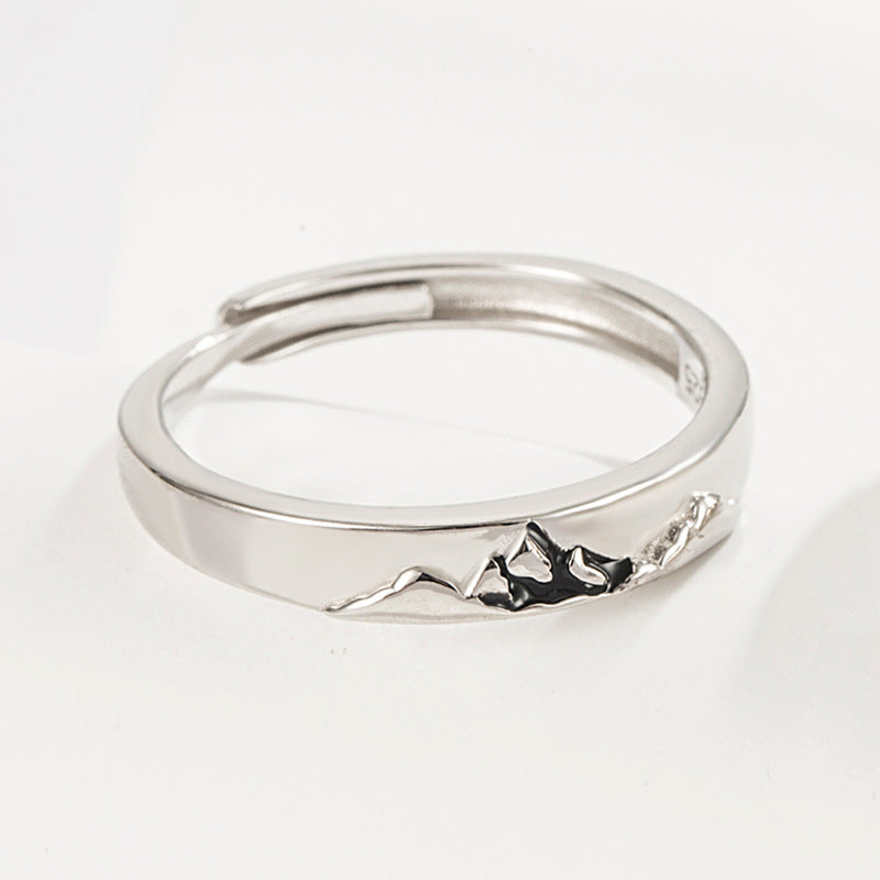 Mountain Ocean Couple Rings Matching Adjustable Ring Jewelry Gift for Lovers-Blongser