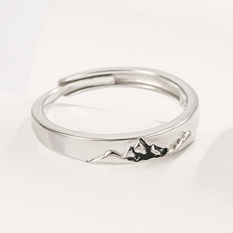 Mountain Ocean Couple Rings Matching Adjustable Ring Jewelry Gift for Lovers-Blongser
