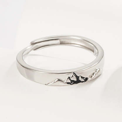 Mountain Ocean Couple Rings Matching Adjustable Ring Jewelry Gift for Lovers-Blongser