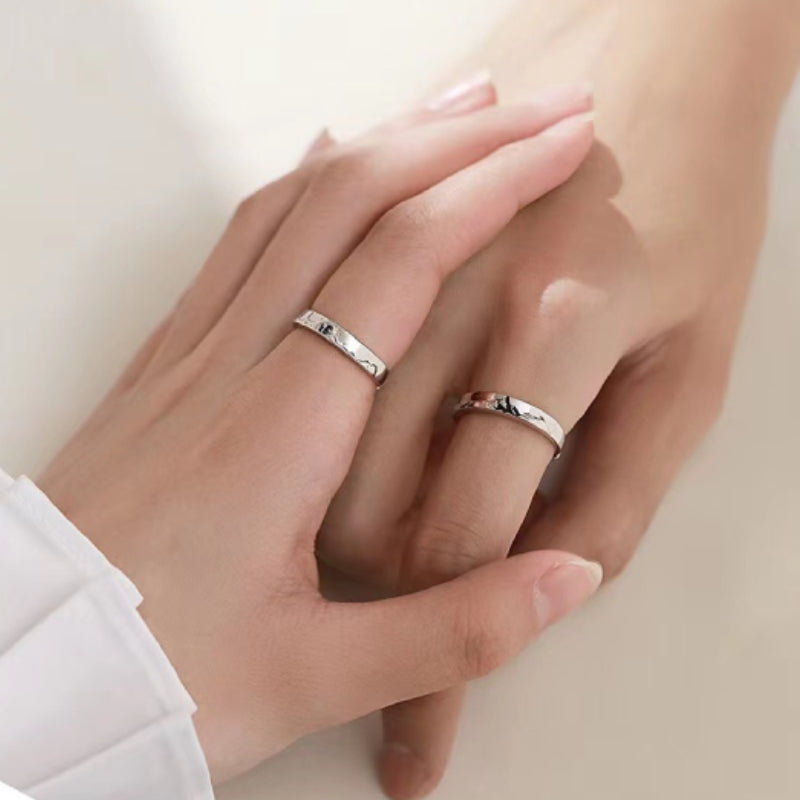 Mountain Ocean Couple Rings Matching Adjustable Ring Jewelry Gift for Lovers-Blongser