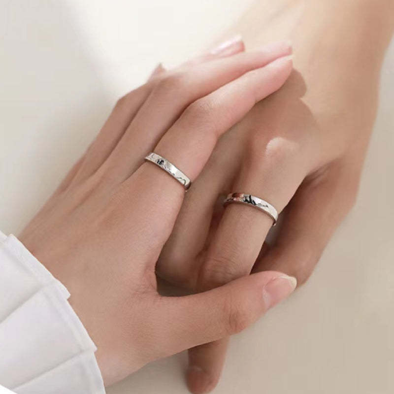 Mountain Ocean Couple Rings Matching Adjustable Ring Jewelry Gift for Lovers-Blongser