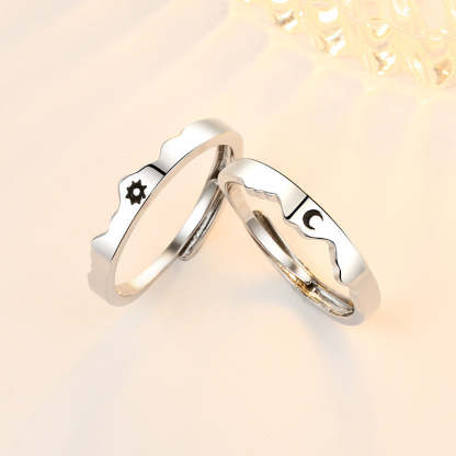 Sun and Moon Couple Rings Matching Promise Ring Adjustable Ring Gift for Lovers-Blongser