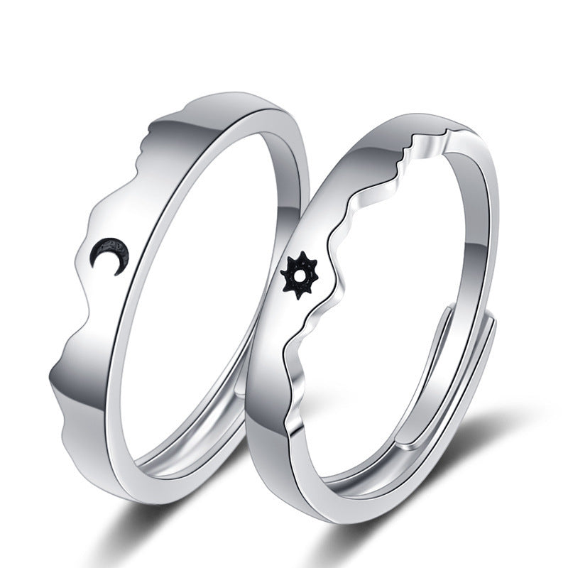 Sun and Moon Couple Rings Matching Promise Ring Adjustable Ring Gift for Lovers-Blongser