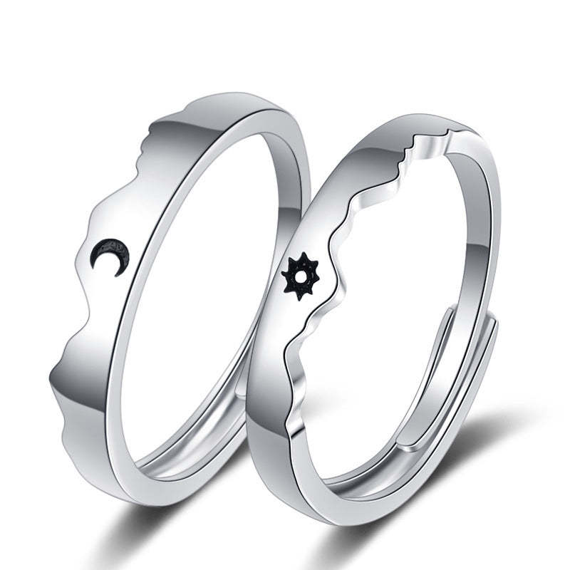 Sun and Moon Couple Rings Matching Promise Ring Adjustable Ring Gift for Lovers-Blongser