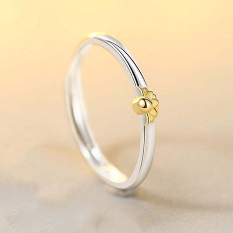 Sunflower Matching Promise Rings Couple Adjustable Ring Jewelry Gift for Lovers-Blongser