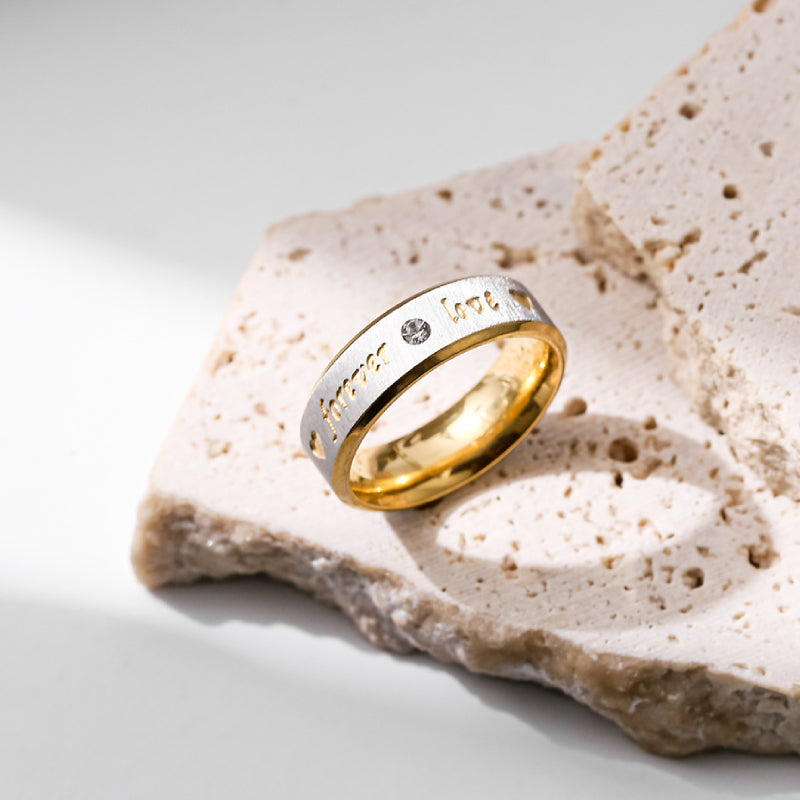 Matching Promise Rings Couple Stainless Steel Ring Jewelry Gift for Lovers-Blongser