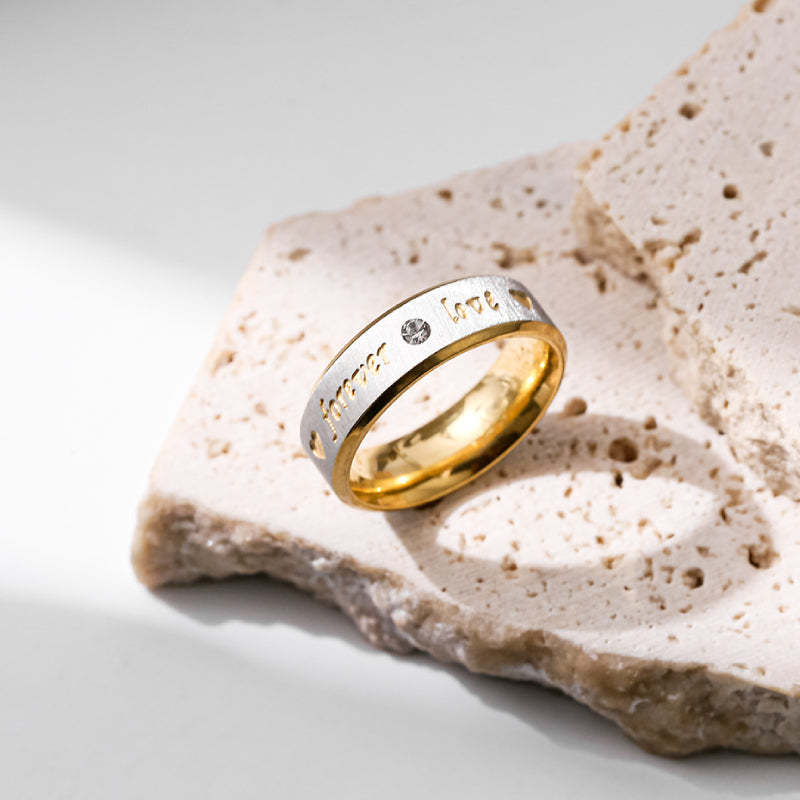 Matching Promise Rings Couple Stainless Steel Ring Jewelry Gift for Lovers-Blongser