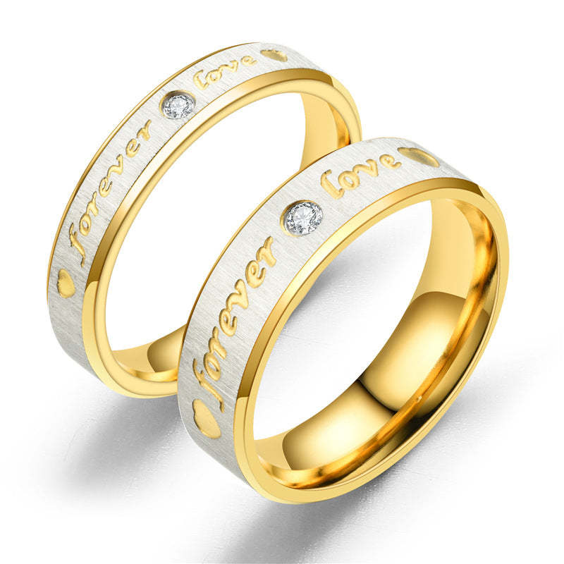 Matching Promise Rings Couple Stainless Steel Ring Jewelry Gift for Lovers-Blongser