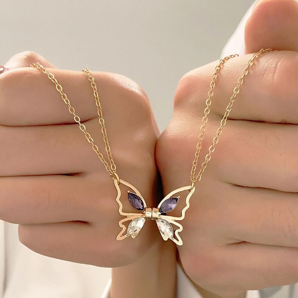 Personalized Couple Necklace Magnetic Matching Butterfly Necklaces for Couples Valentine's Gift for Lover-Blongser