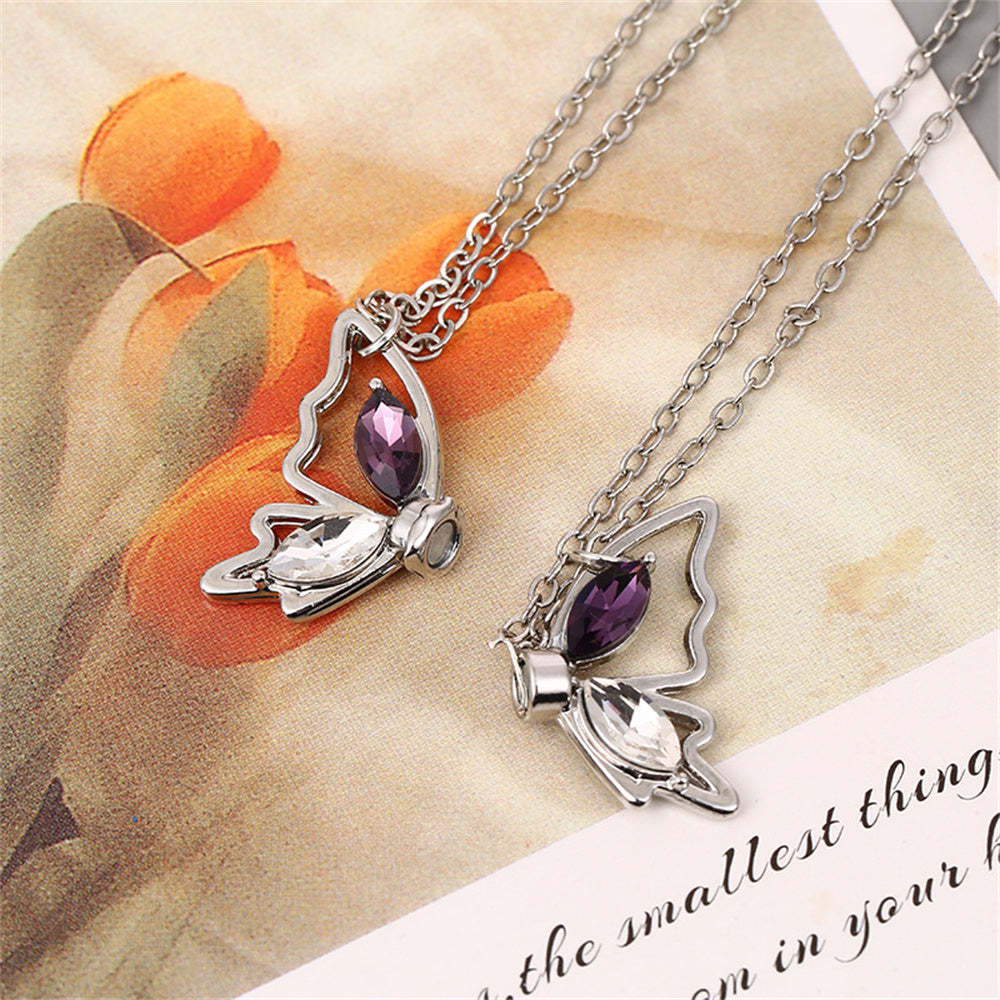 Personalized Couple Necklace Magnetic Matching Butterfly Necklaces for Couples Valentine's Gift for Lover-Blongser