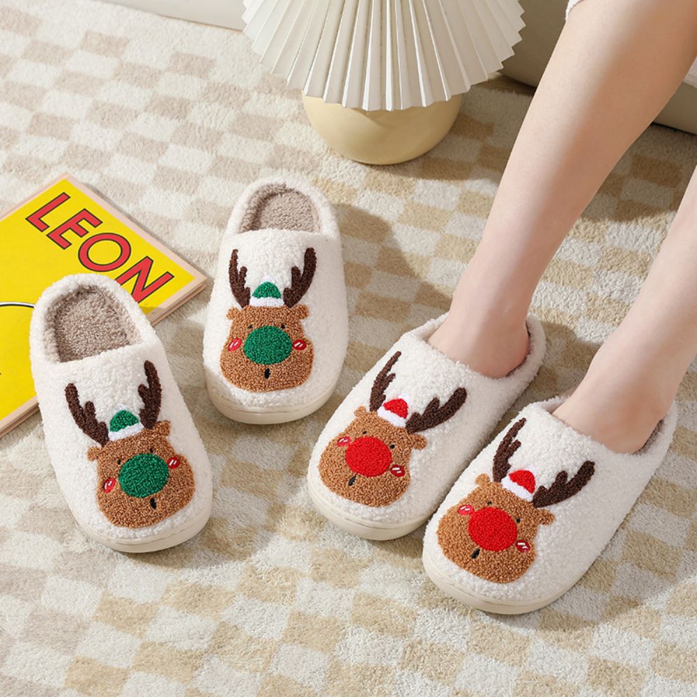 Christmas Slippers Cute Reindeer Comfortable Slippers-Blongser