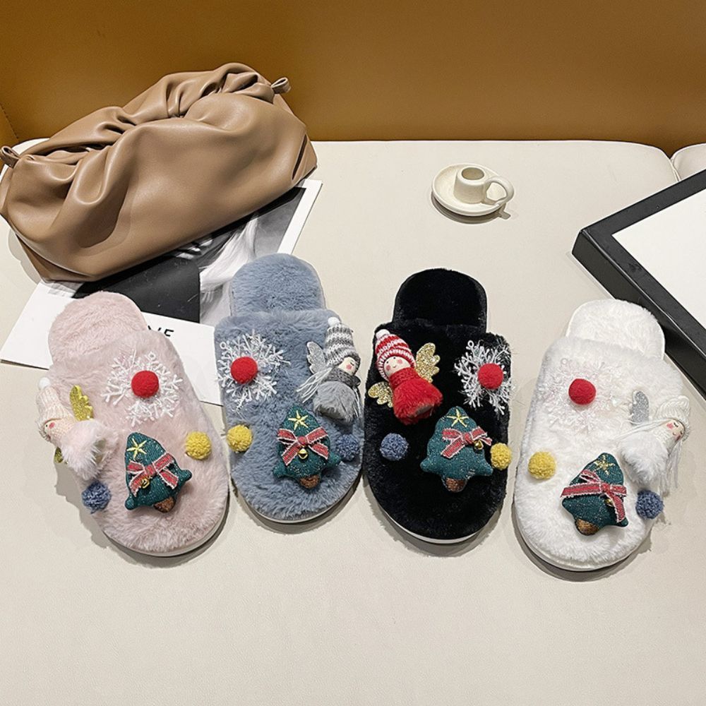 Christmas Slippers Christmas Tree Angel Comfortable Slippers-Blongser