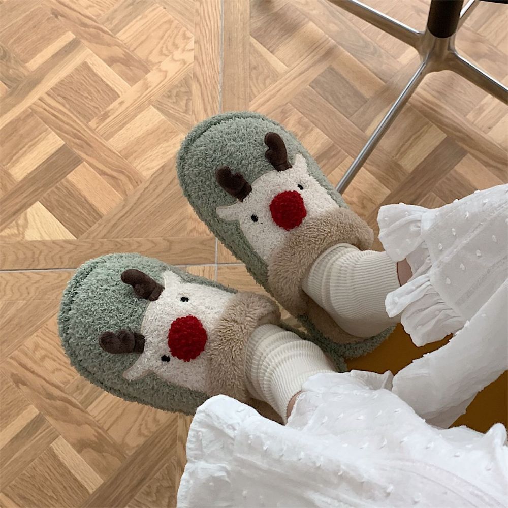 Christmas Slippers Christmas Elk Comfortable Cotton Slippers-Blongser