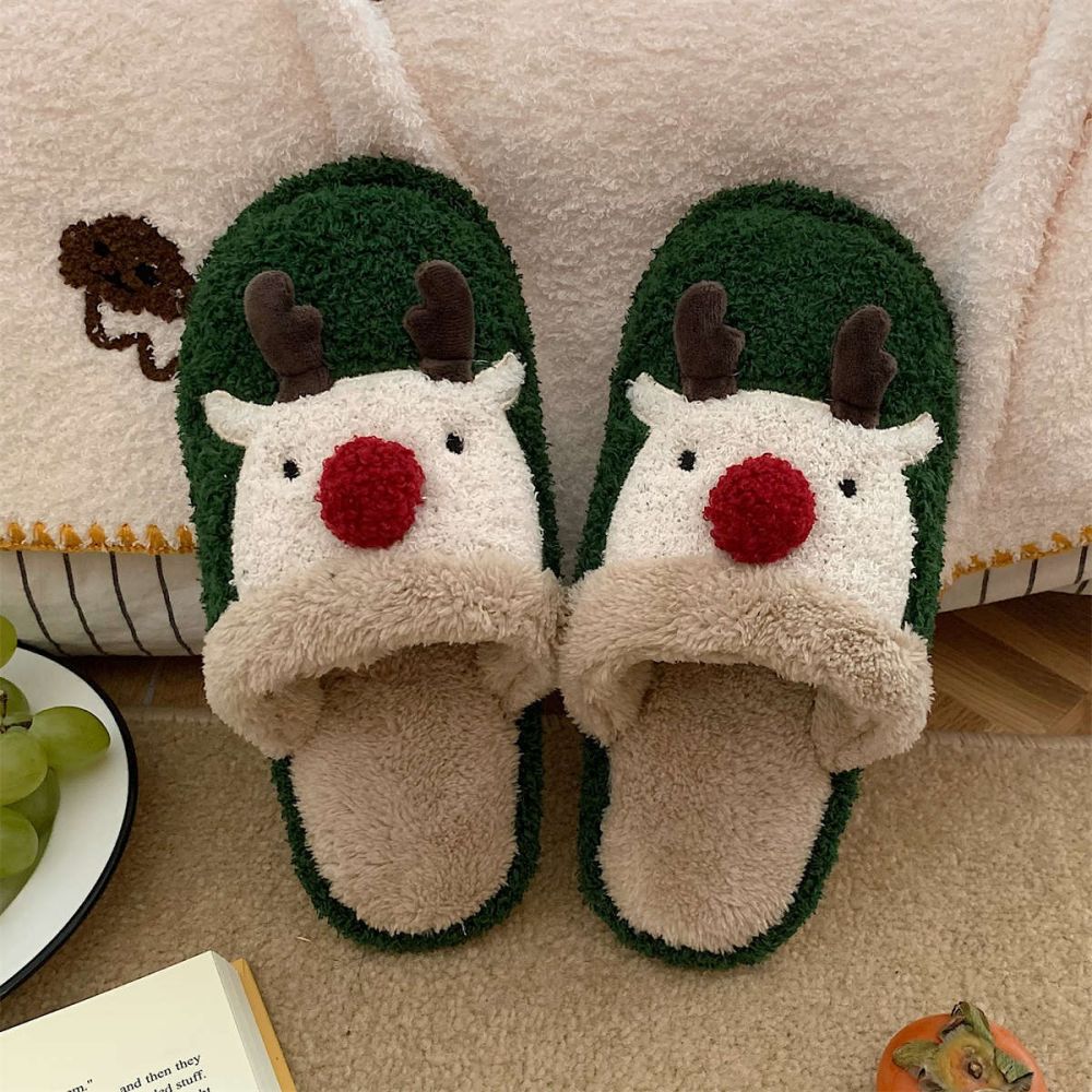 Christmas Slippers Christmas Elk Comfortable Cotton Slippers-Blongser