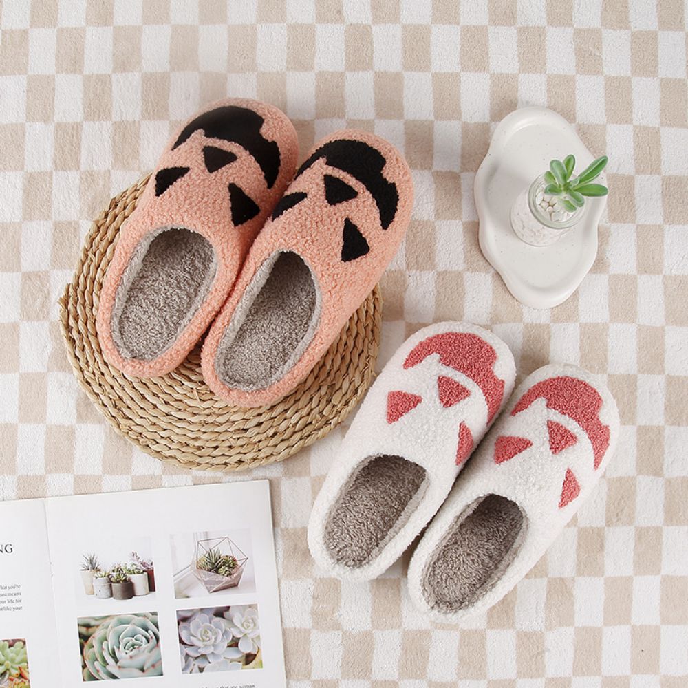 Halloween Slippers Halloween Pumpkin Shoes Comfortable Soft Home Cotton Slippers-Blongser