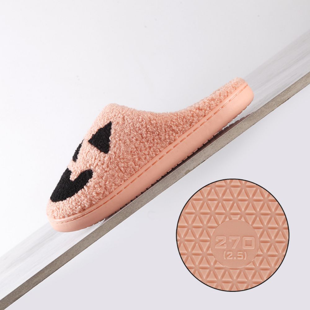 Halloween Slippers Halloween Pumpkin Shoes Comfortable Soft Home Cotton Slippers-Blongser