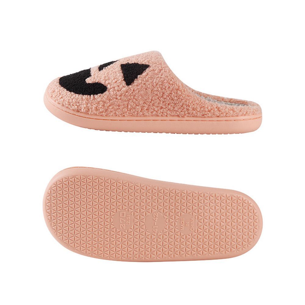 Halloween Slippers Halloween Pumpkin Shoes Comfortable Soft Home Cotton Slippers-Blongser