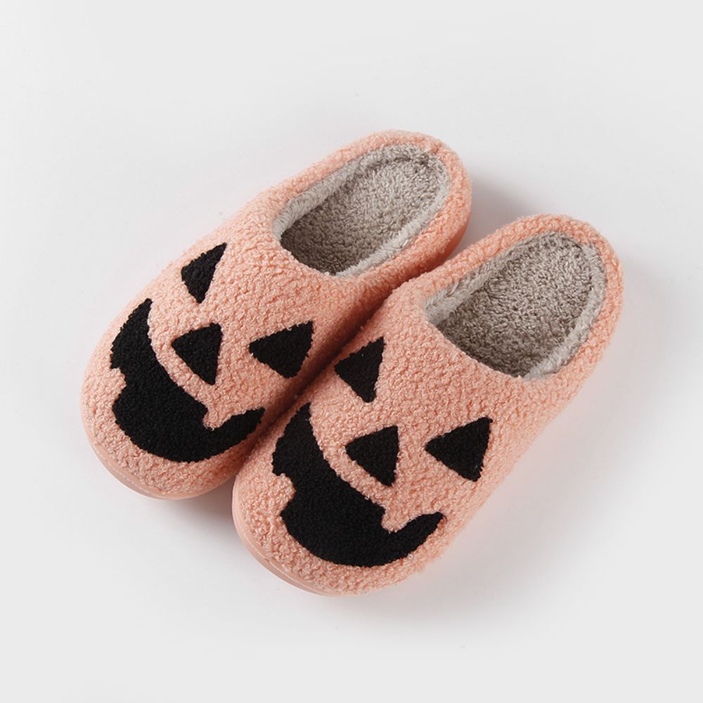 Halloween Slippers Halloween Pumpkin Shoes Comfortable Soft Home Cotton Slippers-Blongser