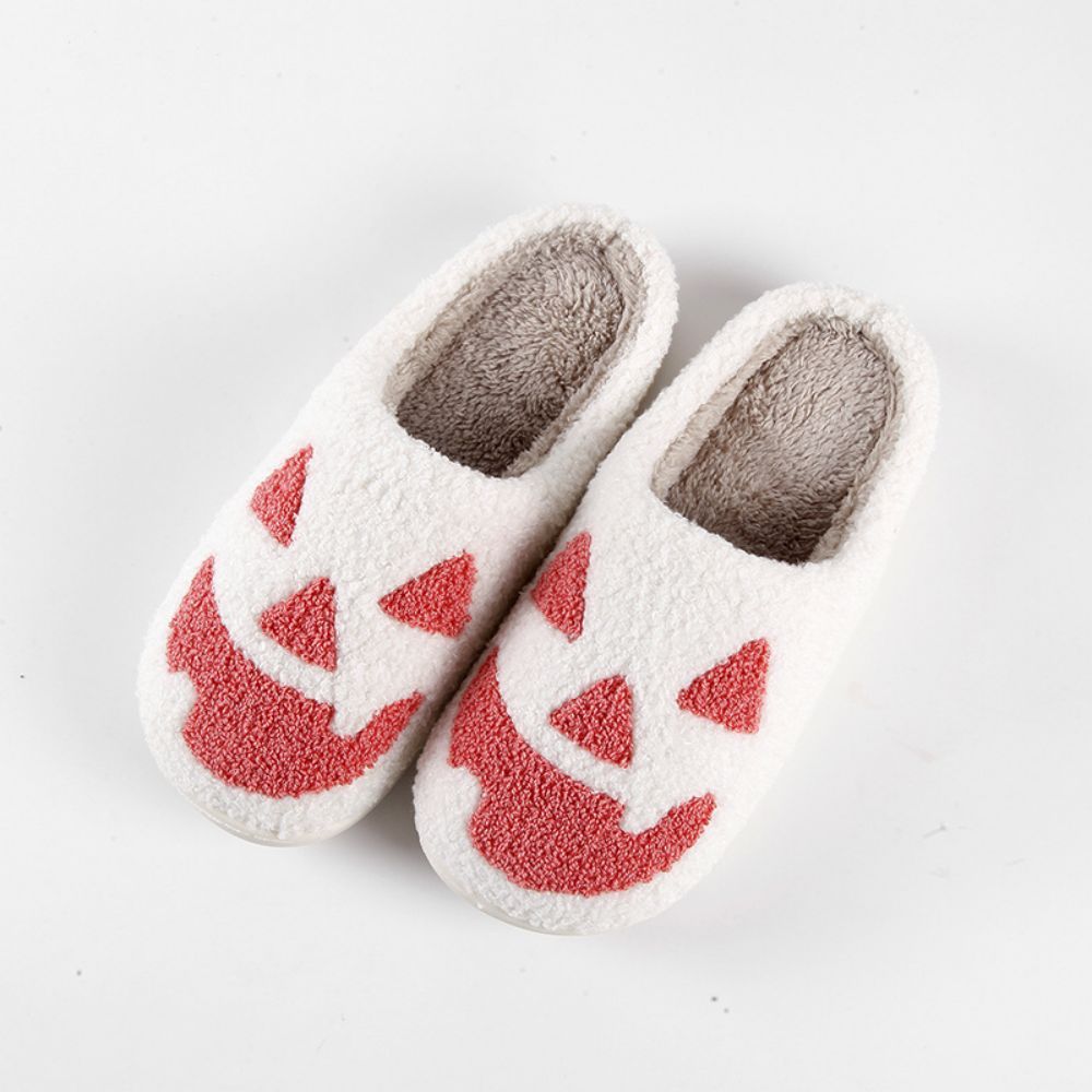 Halloween Slippers Halloween Pumpkin Shoes Comfortable Soft Home Cotton Slippers-Blongser
