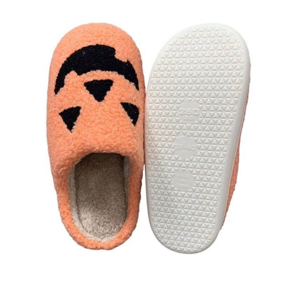 Halloween Slippers Halloween Yellow Pumpkin Shoes Comfortable Soft Home Cotton Slippers-Blongser