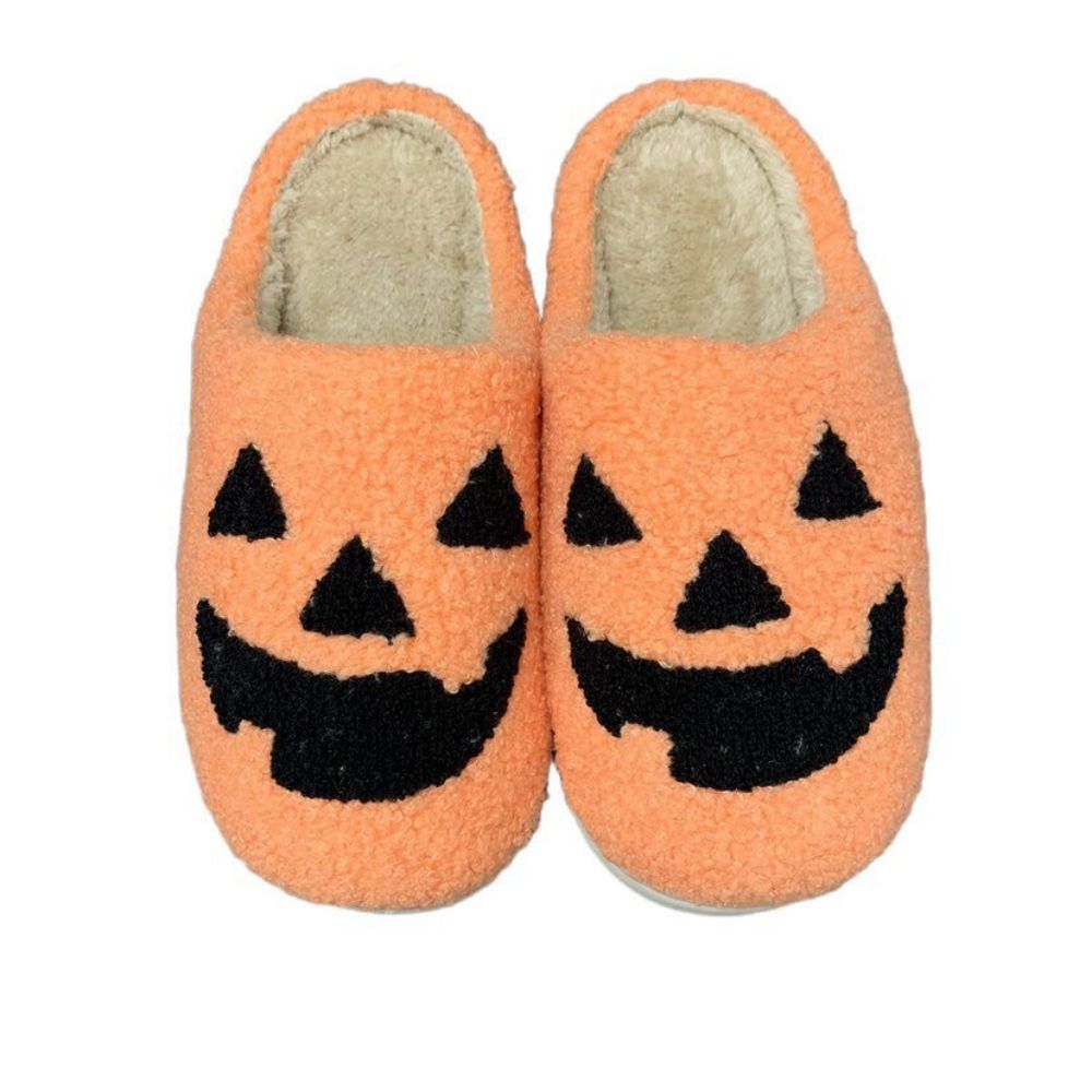 Halloween Slippers Halloween Yellow Pumpkin Shoes Comfortable Soft Home Cotton Slippers-Blongser