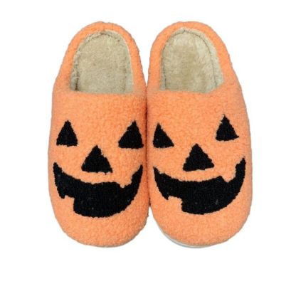 Halloween Slippers Halloween Yellow Pumpkin Shoes Comfortable Soft Home Cotton Slippers-Blongser