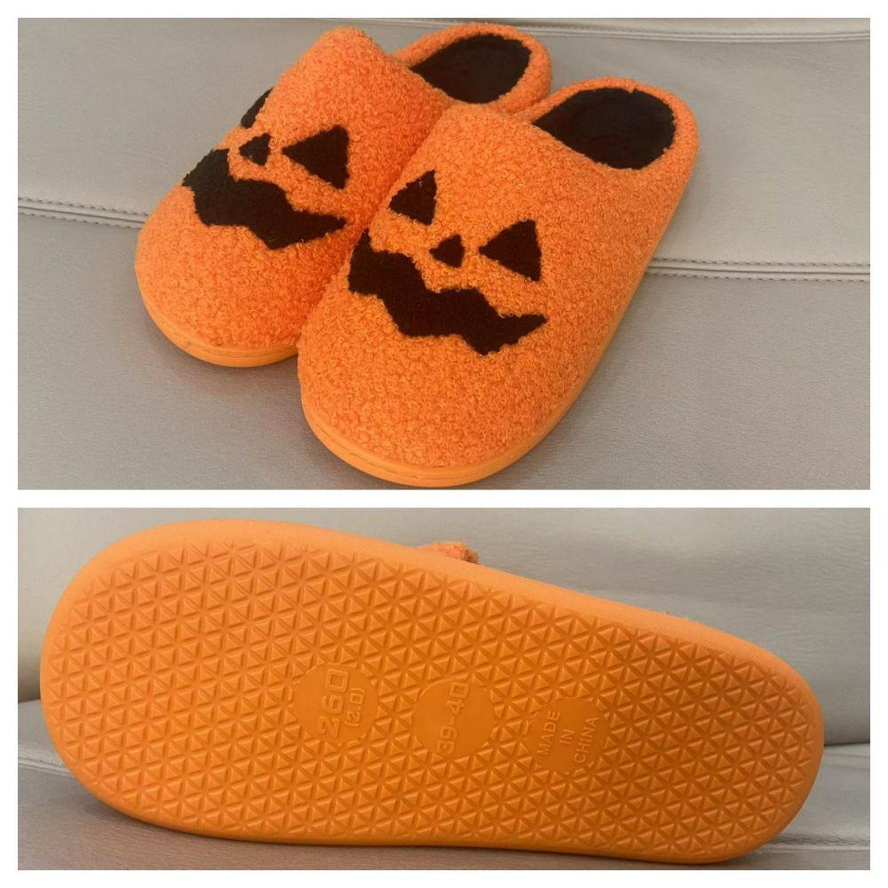 Halloween Slippers Halloween Pumpkin Shoes Comfortable Cotton Slippers-Blongser